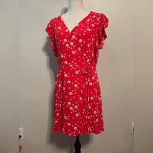 Xhilaration Red Floral Wrap Mini Dress